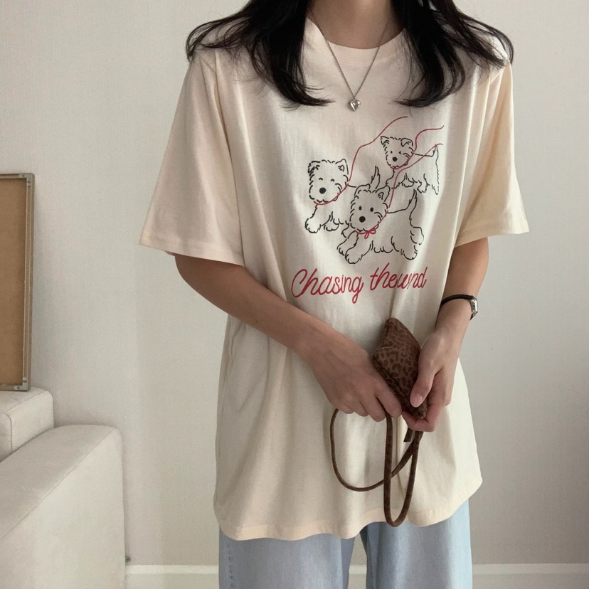 HELLO JINI韓國代購㊣女裝新品時尚人氣休閑25春夏職業T恤HELLO JINIT恤圖色2