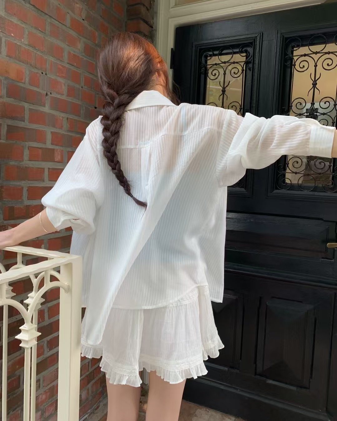 EZEDIARY韓國代購㊣女士新款時尚職業熱賣休閑25春夏襯衫蕾絲衫EZEDIARY襯衫/蕾絲衫