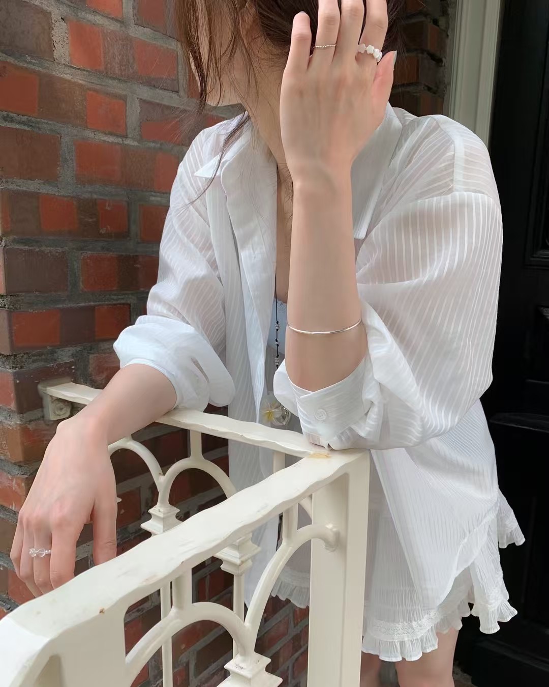 EZEDIARY韓國代購㊣女士新款時尚職業熱賣休閑25春夏襯衫蕾絲衫EZEDIARY襯衫/蕾絲衫