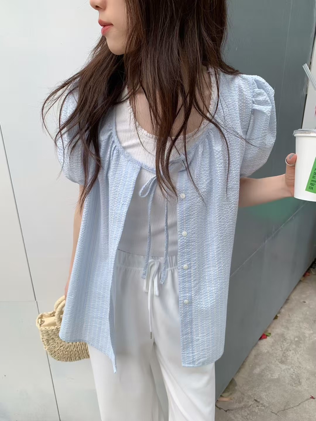 EZEDIARY東大門㊣代購女裝新品25春夏推薦人氣職業襯衫蕾絲衫EZEDIARY襯衫/蕾絲衫
