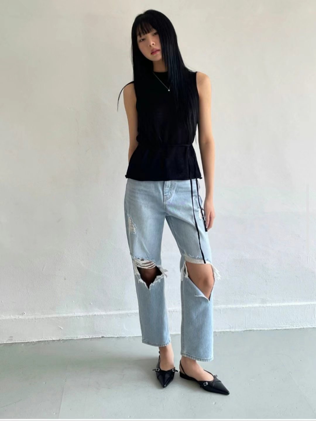 MISSJEAN東大門㊣實拍女士新品真品熱賣時尚人氣職業牛仔褲MISSJEAN牛仔褲