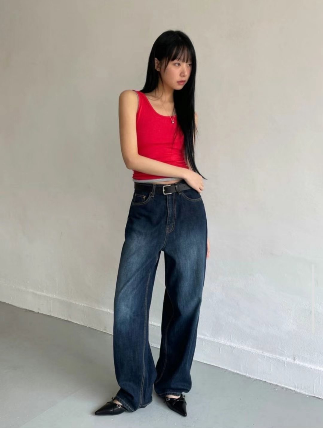 MISSJEAN韓國直郵㊣女士新款推薦25春夏職業休閑時尚牛仔褲MISSJEAN牛仔褲
