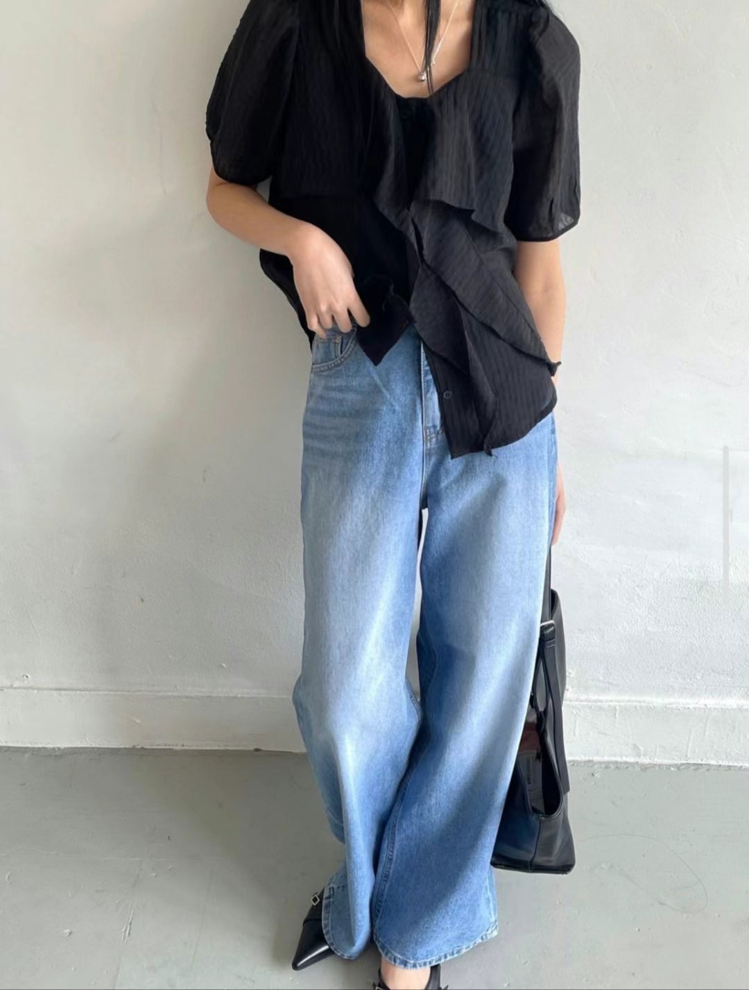 MISSJEAN韓國代購㊣女士新款職業人氣時尚25春夏推薦牛仔褲MISSJEAN牛仔褲