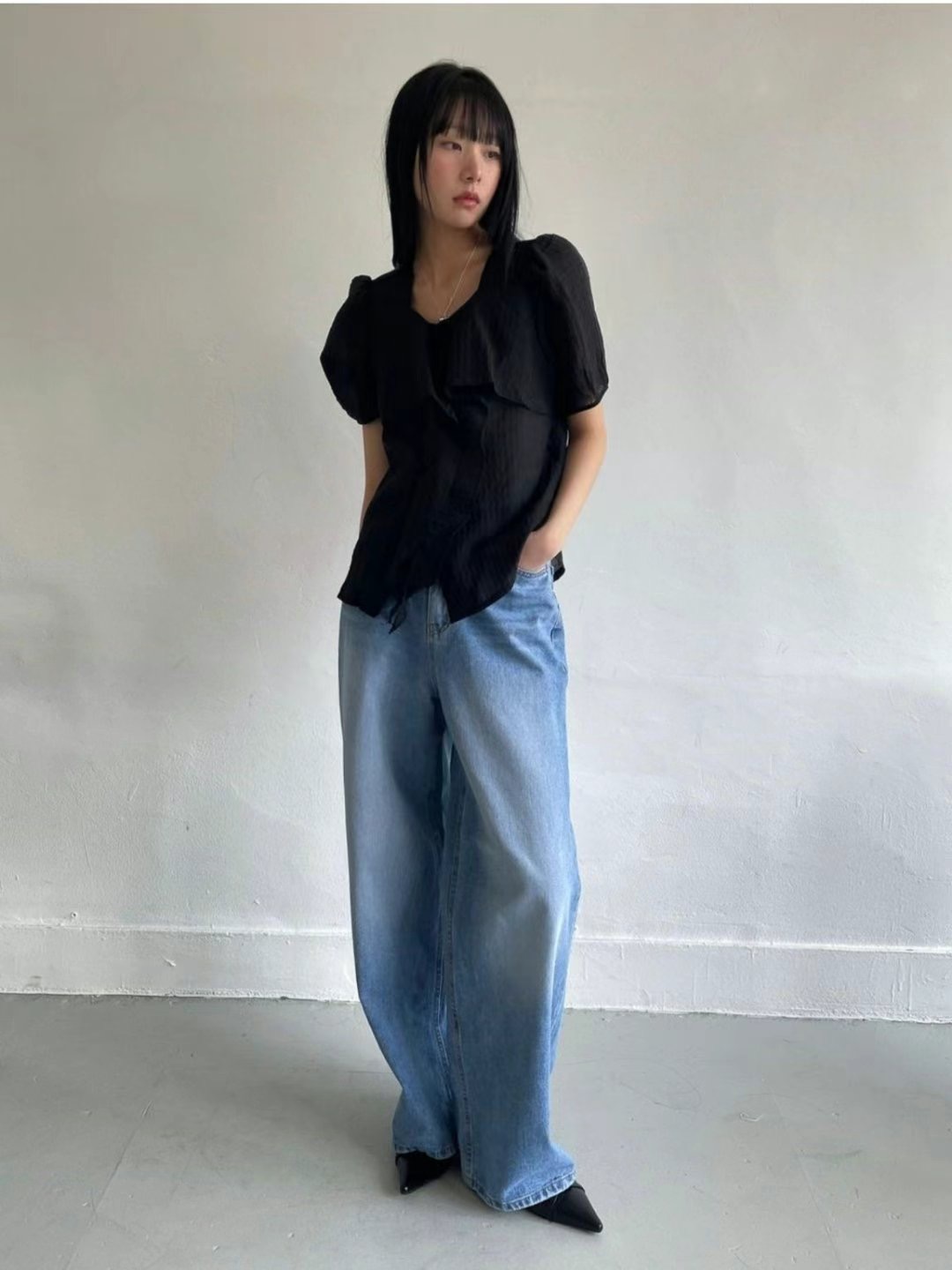 MISSJEAN韓國代購㊣女士新款職業人氣時尚25春夏推薦牛仔褲MISSJEAN牛仔褲