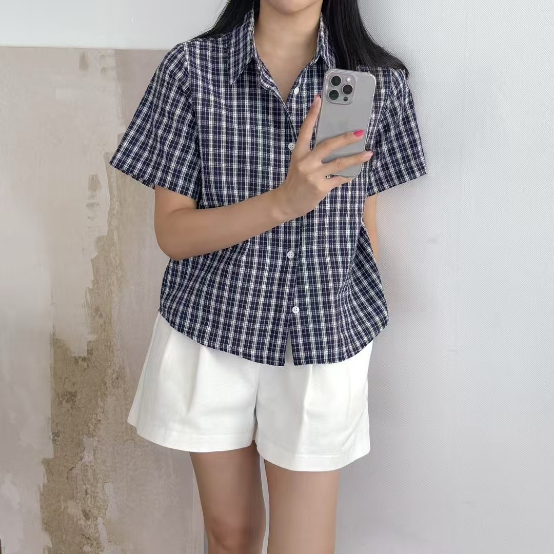 VERY GOOD韓國直郵㊣女士新款休閑人氣25春夏襯衫蕾絲衫海軍VERY GOOD襯衫/蕾絲衫圖色2