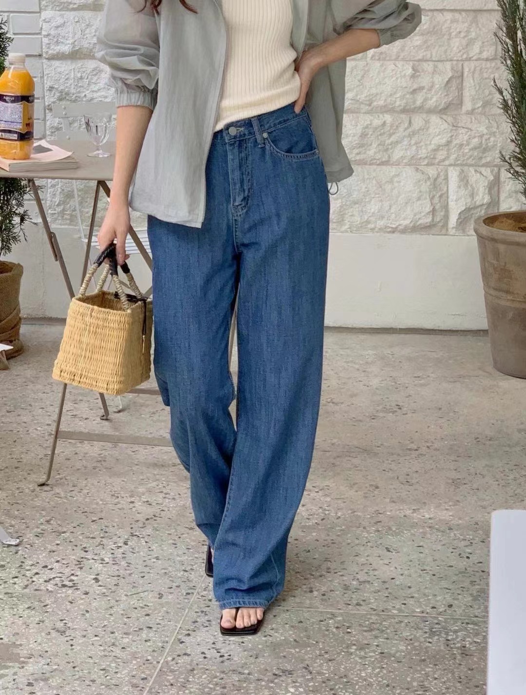 LIBRE東大門㊣直郵女裝新品推薦人氣時尚休閑職業牛仔褲亞麻HAY KNOCK牛仔褲
