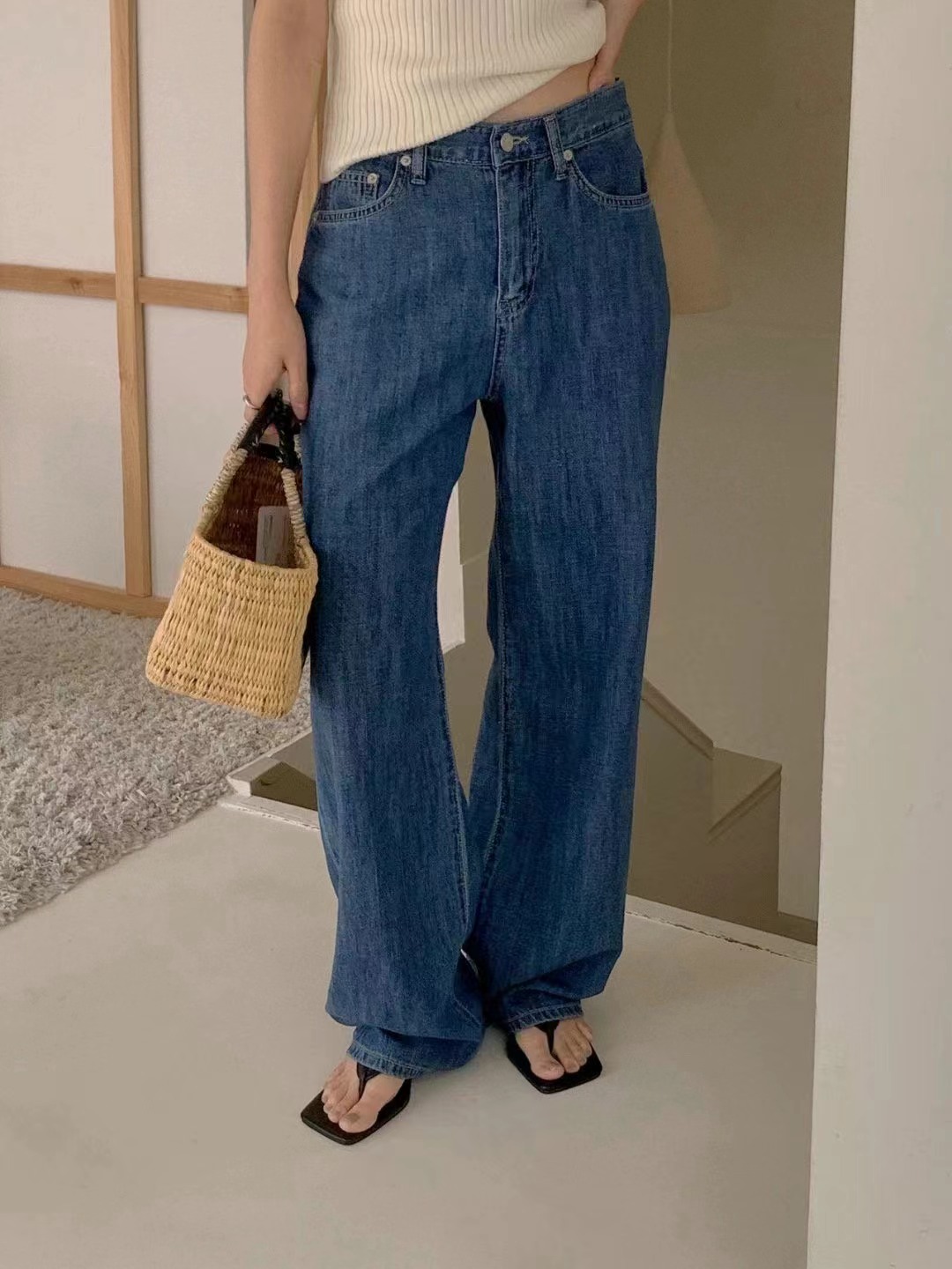 LIBRE東大門㊣直郵女裝新品推薦人氣時尚休閑職業牛仔褲亞麻HAY KNOCK牛仔褲