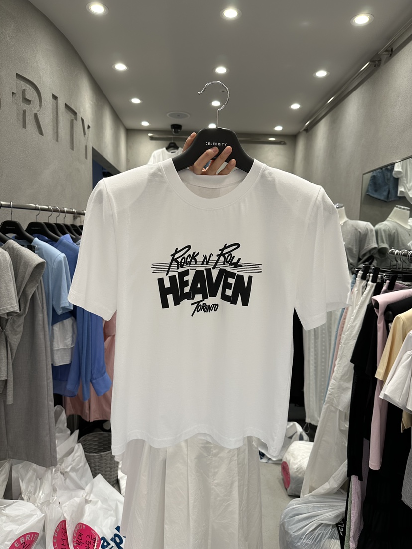 CELEBRITY-A韓國代購㊣女士新品熱賣25春夏職業休閑推薦T恤CELEBRITY-AT恤圖色2