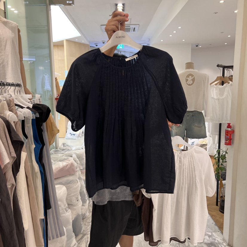ALMOND韓國代購㊣女裝新品真品時尚人氣休閑推薦襯衫蕾絲衫ALMOND襯衫/蕾絲衫圖色3