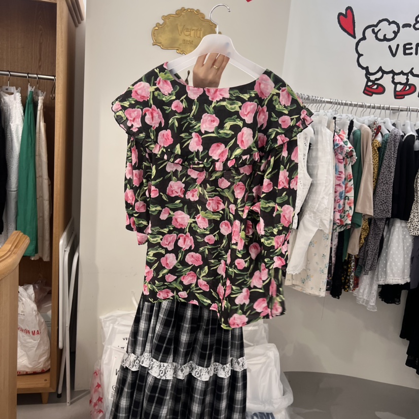 VENTI韓國代購㊣女士新款25春夏熱賣真品時尚職業襯衫蕾絲衫VENTI襯衫/蕾絲衫