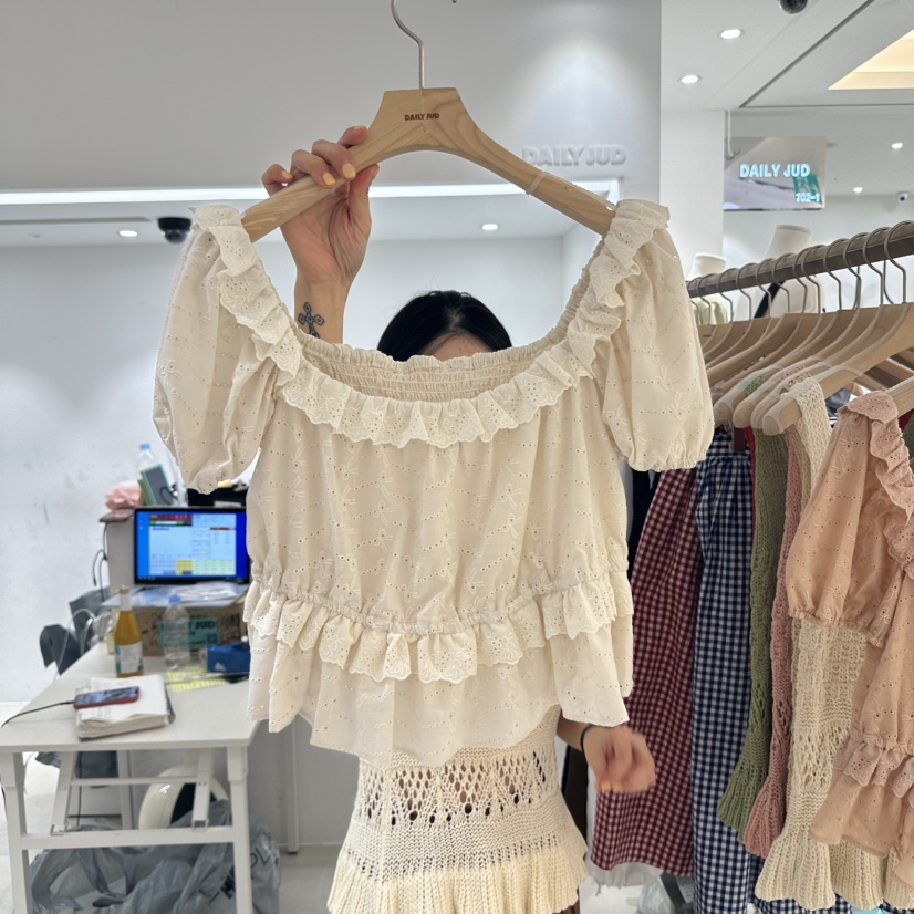 DAILYJUD韓國代購㊣女裝新品推薦休閑職業25春夏襯衫蕾絲衫DAILY JUD襯衫/蕾絲衫
