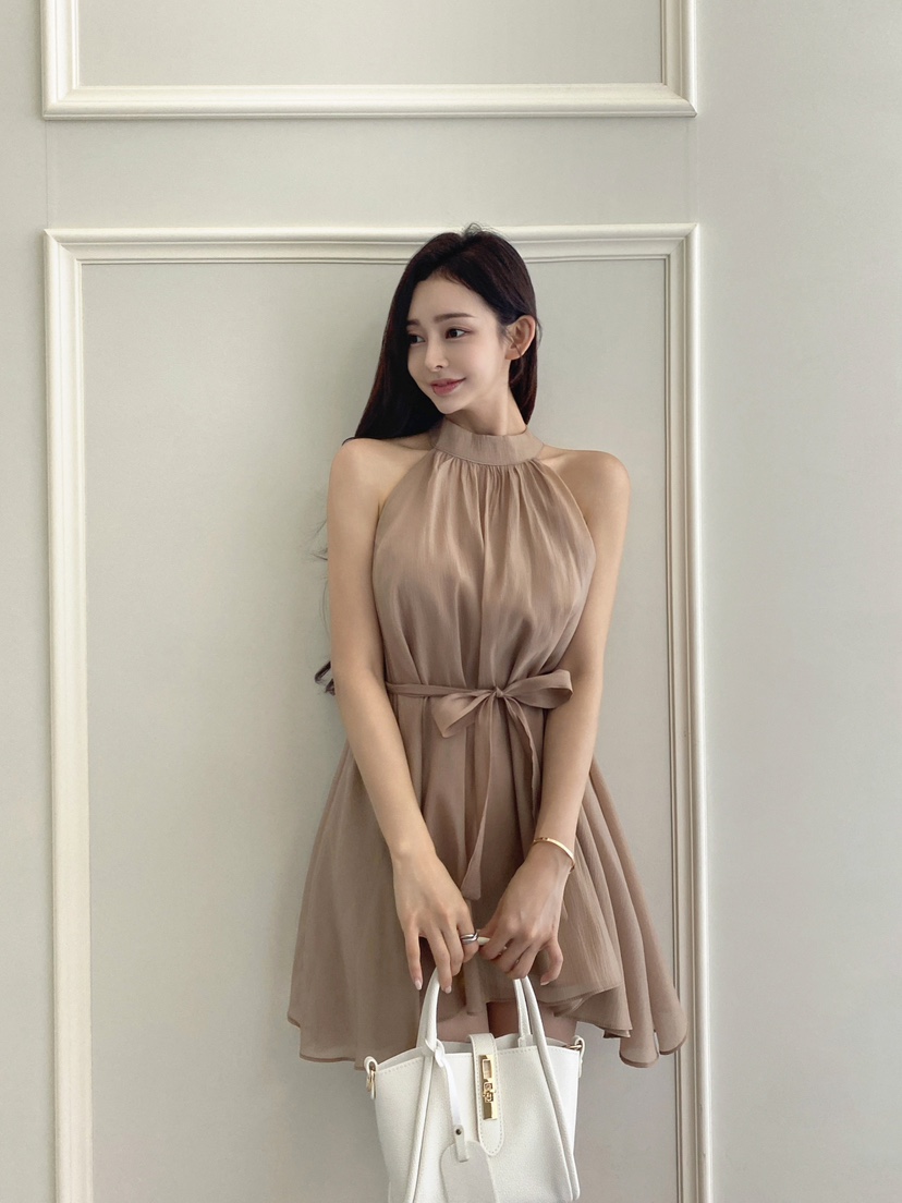 CLOTH東大門㊣實拍女裝新品休閑時尚熱賣職業真品連衣裙含腰繩CLOTH連衣裙