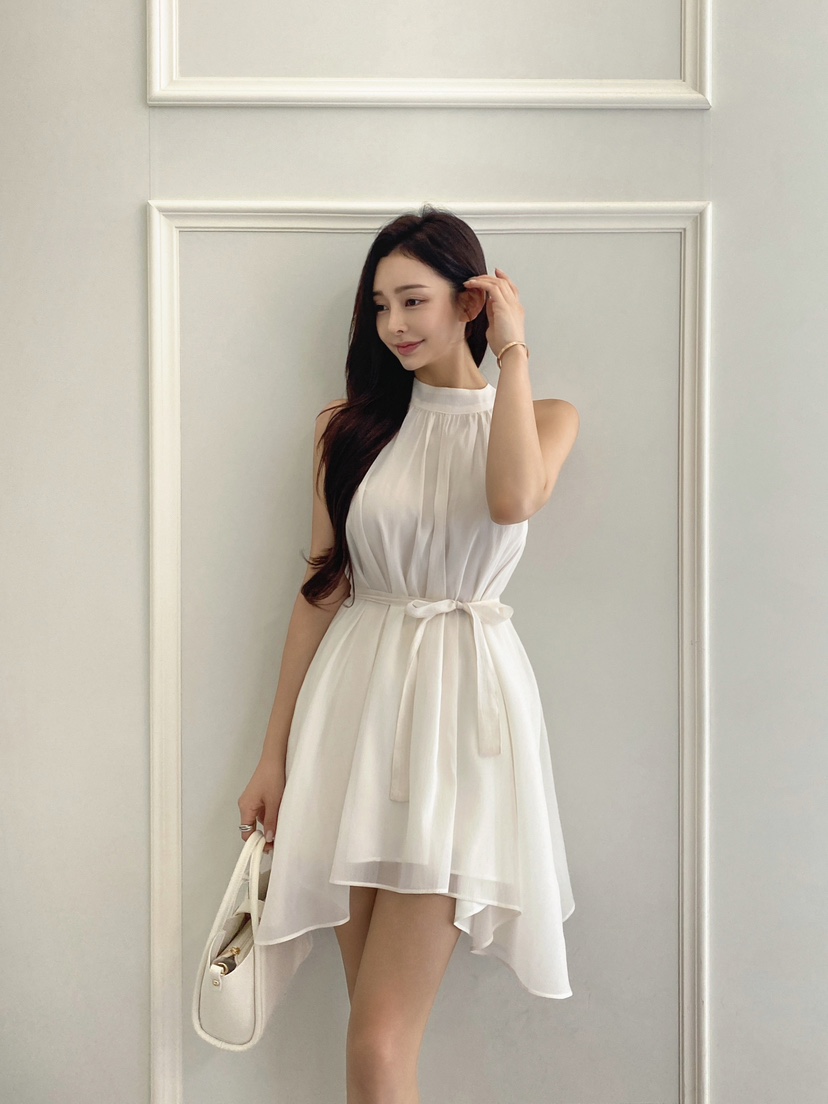 CLOTH東大門㊣實拍女裝新品休閑時尚熱賣職業真品連衣裙含腰繩CLOTH連衣裙