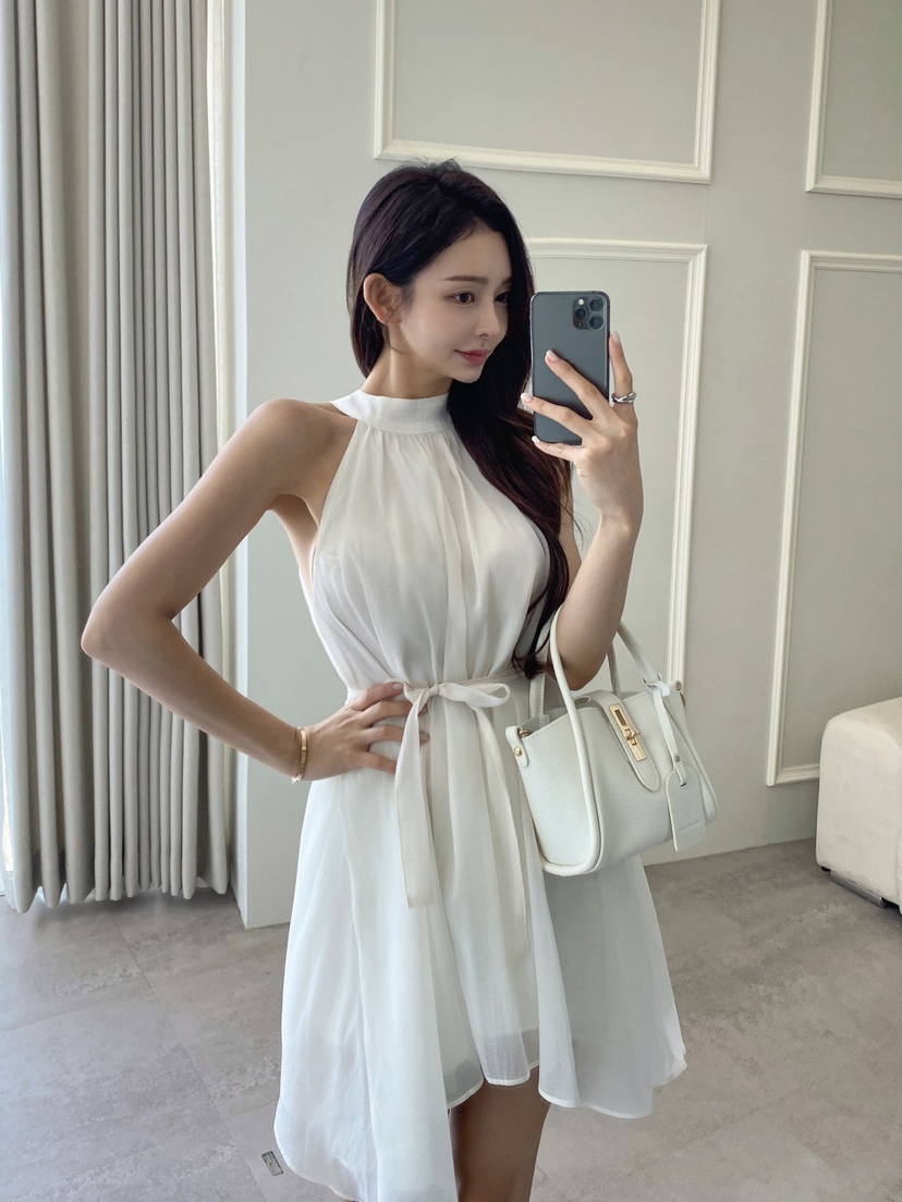 CLOTH東大門㊣實拍女裝新品休閑時尚熱賣職業真品連衣裙含腰繩CLOTH連衣裙
