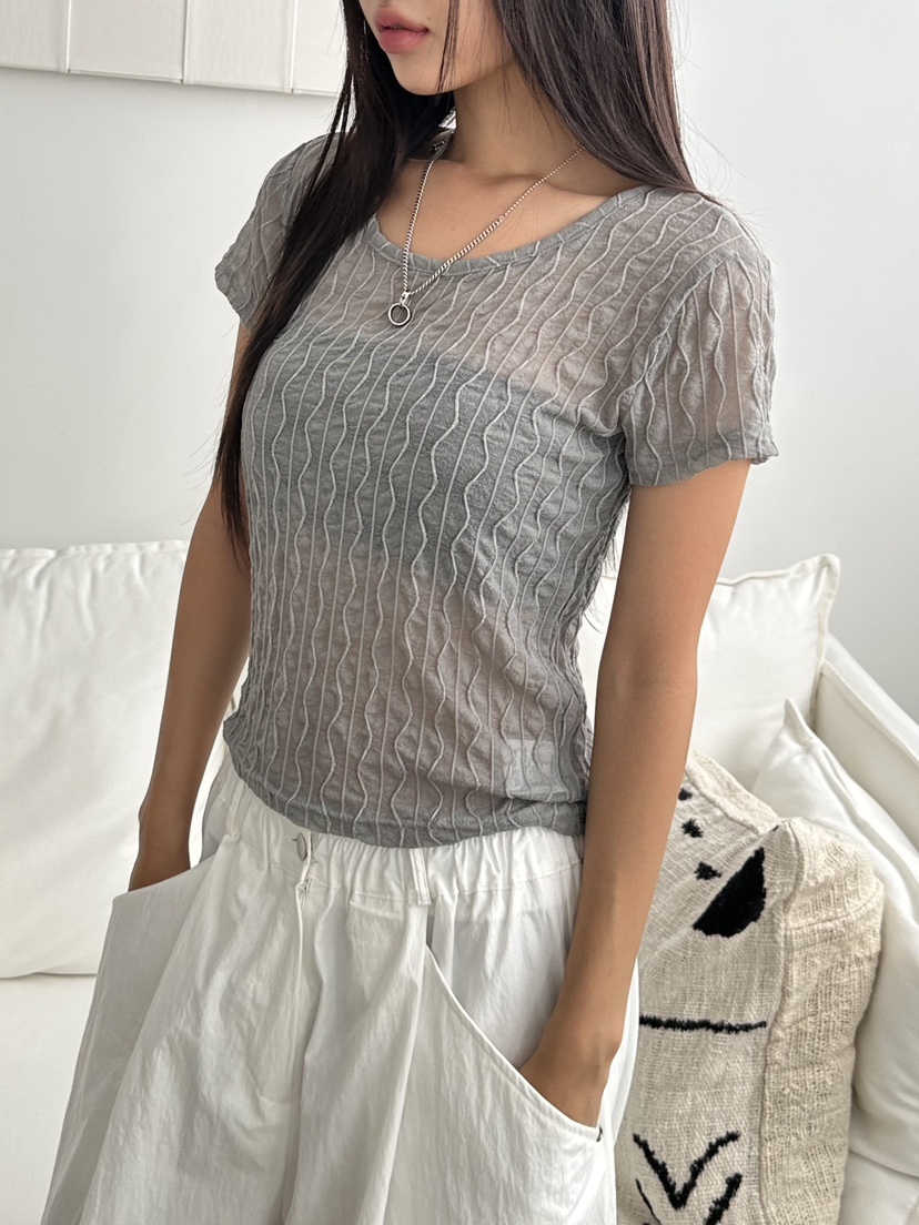 I MFACT東大門㊣直郵女裝新款真品職業時尚熱賣25春夏T恤透視I MFACTT恤圖色3