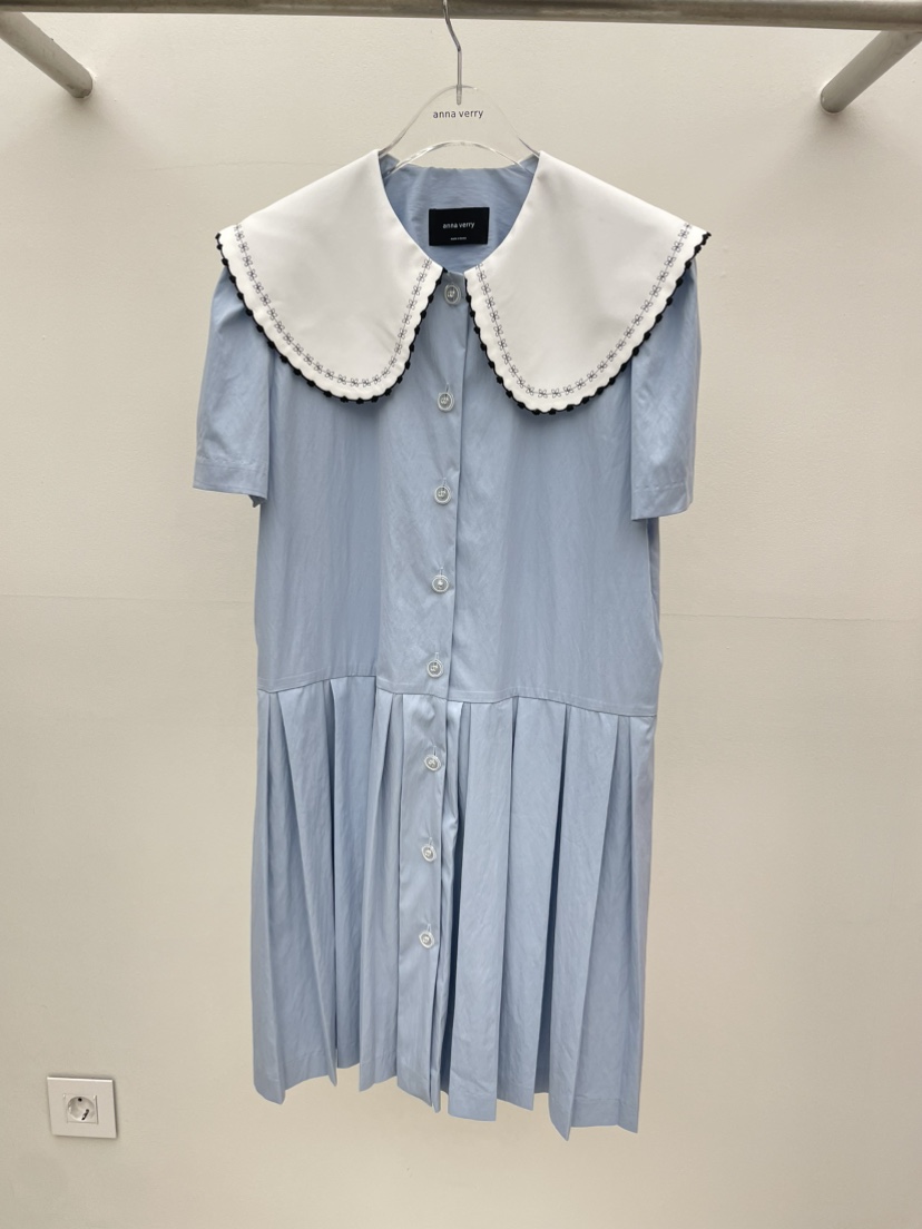 ANNA VERRY-P東大門㊣代購女裝新品推薦25春夏連衣裙刺繡褶皺ANNA VERRY/BELIEVE連衣裙圖色2