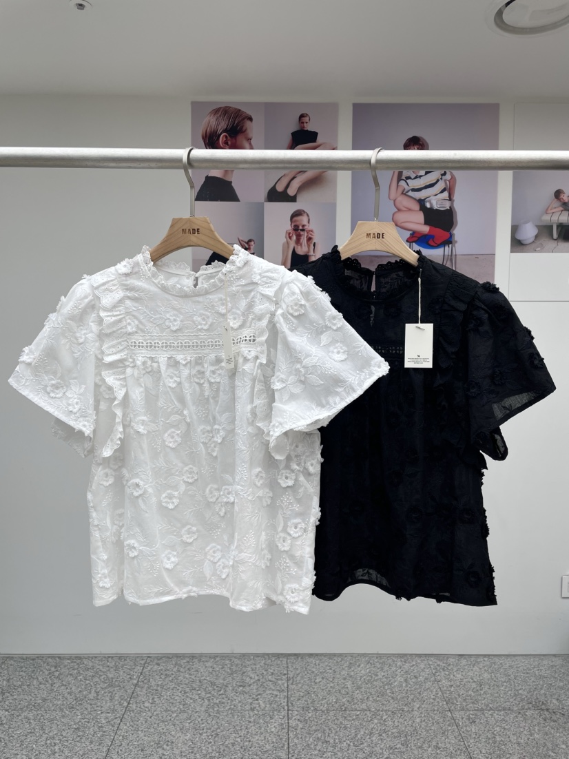 MADE-P韓國直郵㊣女裝新品推薦休閑職業時尚人氣襯衫蕾絲衫MADE-P襯衫/蕾絲衫