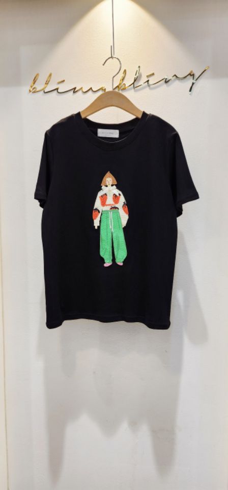 RICO韓國直郵㊣女士新款職業時尚熱賣人氣25春夏真品休閑T恤bling bling/RICOT恤圖色1
