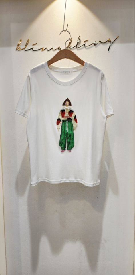 RICO韓國直郵㊣女士新款職業時尚熱賣人氣25春夏真品休閑T恤bling bling/RICOT恤圖色2