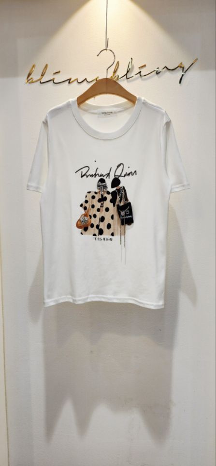 BLING BLING-S東大門㊣代購女士新品25春夏推薦職業休閑T恤BLING BLING-ST恤圖色2
