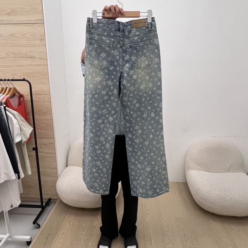 DRESS ROOM東大門㊣實拍女士新款推薦真品熱賣職業牛仔褲花朵DRESS ROOM牛仔褲