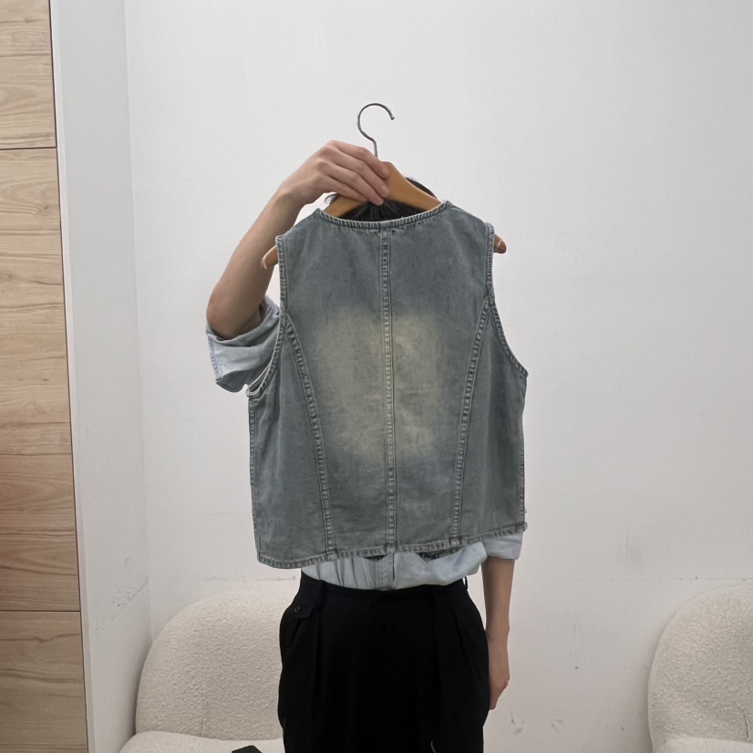 DRESS ROOM韓國代購㊣女士新品休閑熱賣職業真品推薦25春夏馬甲DRESS ROOM馬甲
