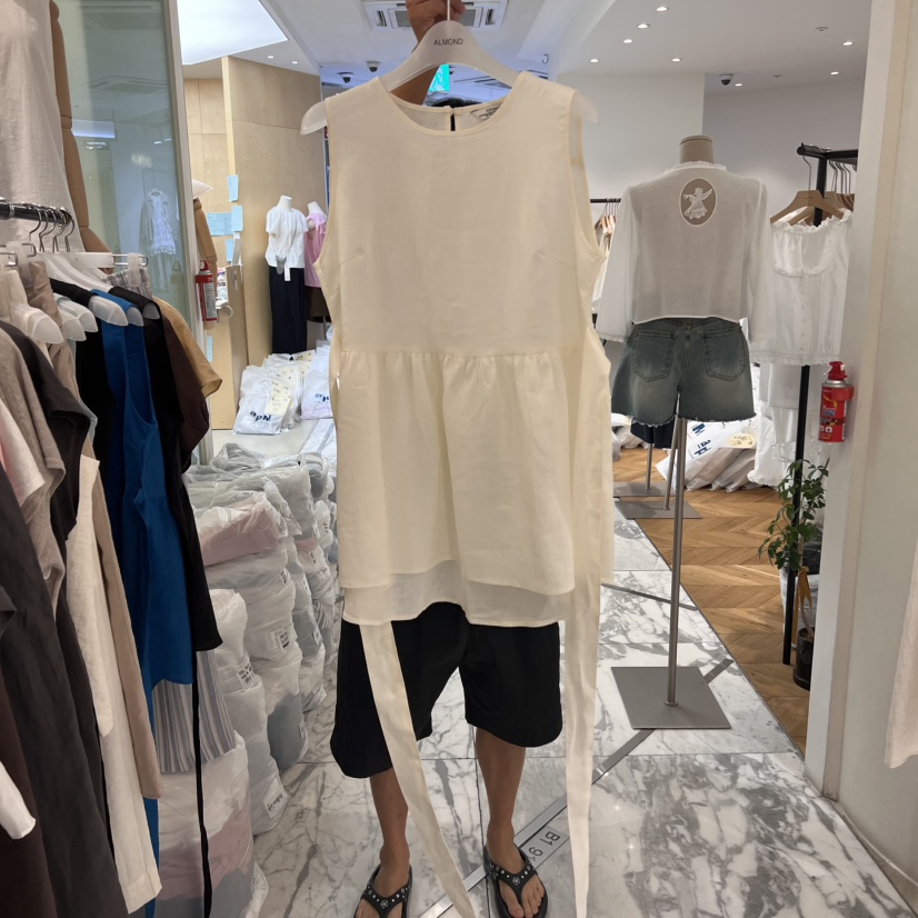 ALMOND韓國代購㊣女士新款推薦時尚休閑真品吊帶背心蝴蝶結ALMOND吊帶/背心