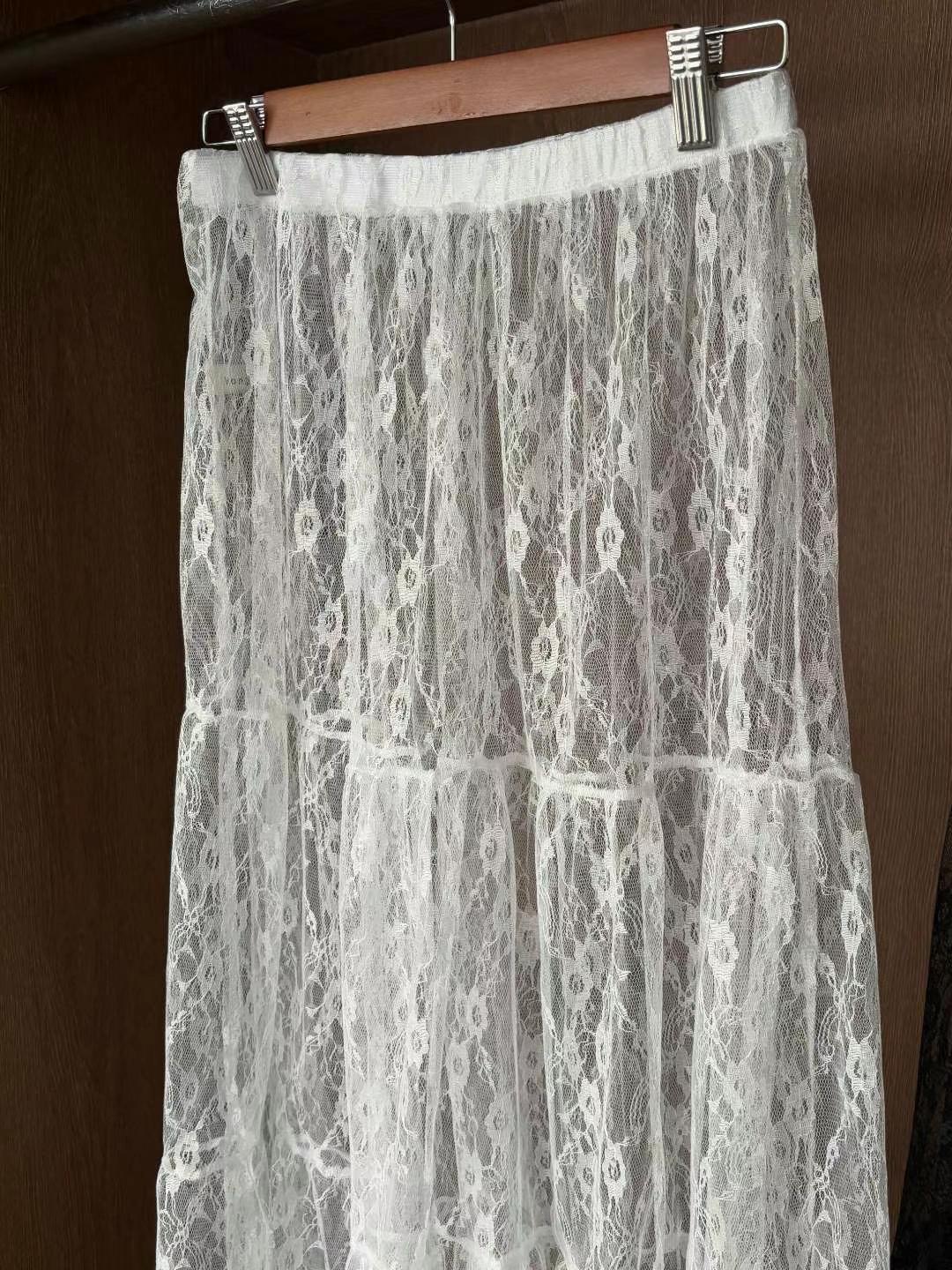 YANGPA東大門㊣直郵女士新品休閑真品25春夏半身裙中短裙網眼YANGPA半身裙/中短裙