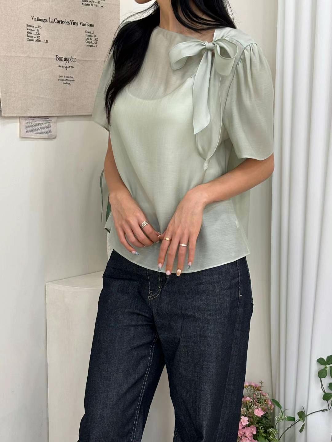 YANGPA韓國代購㊣女裝新品真品時尚25春夏休閑職業襯衫蕾絲衫YANGPA襯衫/蕾絲衫