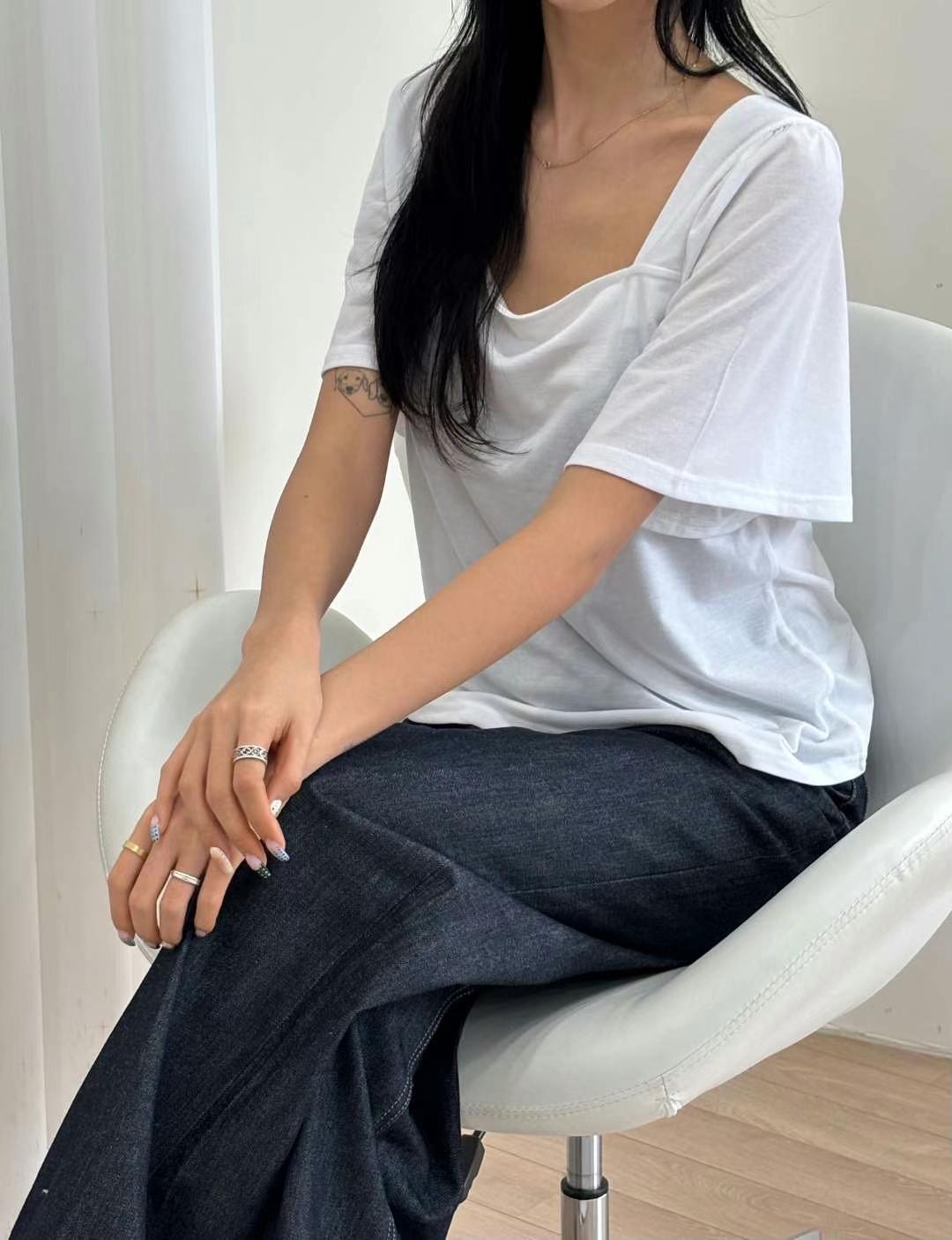 YANGPA韓國代購㊣女裝新款人氣休閑25春夏熱賣推薦時尚職業T恤YANGPAT恤圖色2