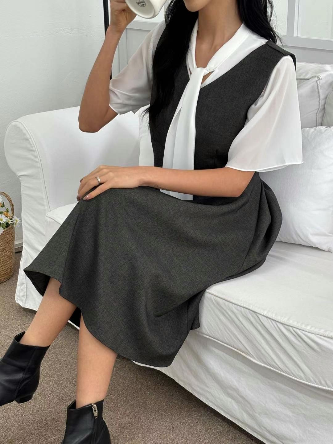 YANGPA東大門㊣實拍女裝新款職業時尚人氣真品25春夏連衣裙V領YANGPA連衣裙