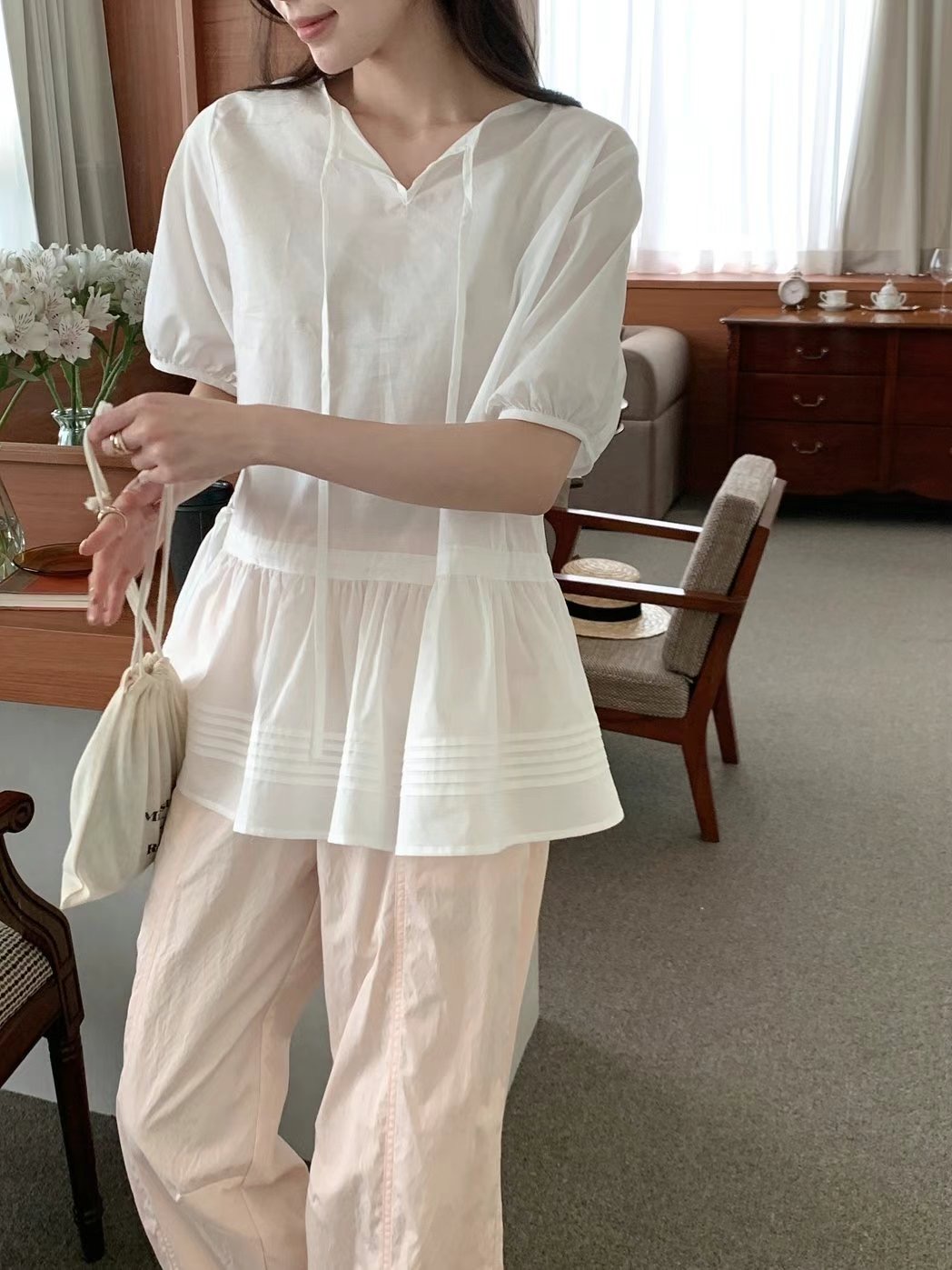 T.BLOSSOM東大門㊣直郵女士新款真品熱賣職業25春夏襯衫蕾絲衫T.BLOSSOM襯衫/蕾絲衫