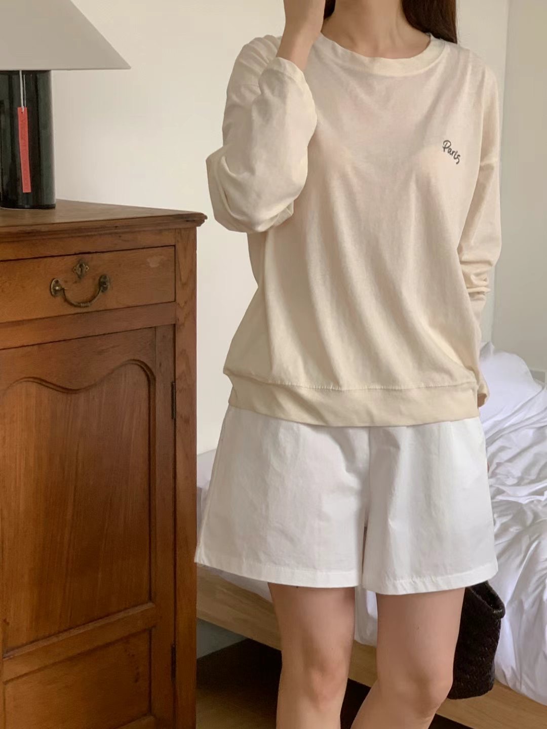 SUNDAY東大門㊣直郵女裝新品職業25春夏人氣時尚長袖T恤刺繡SUNDAY長袖T恤