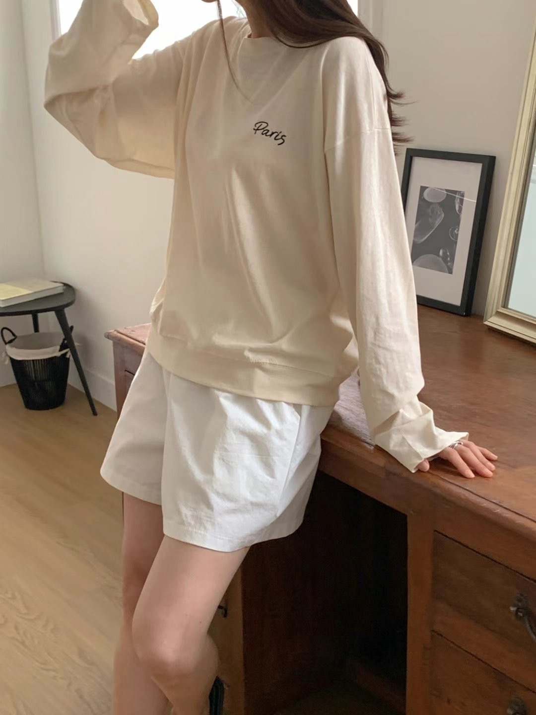 SUNDAY東大門㊣直郵女裝新品職業25春夏人氣時尚長袖T恤刺繡SUNDAY長袖T恤