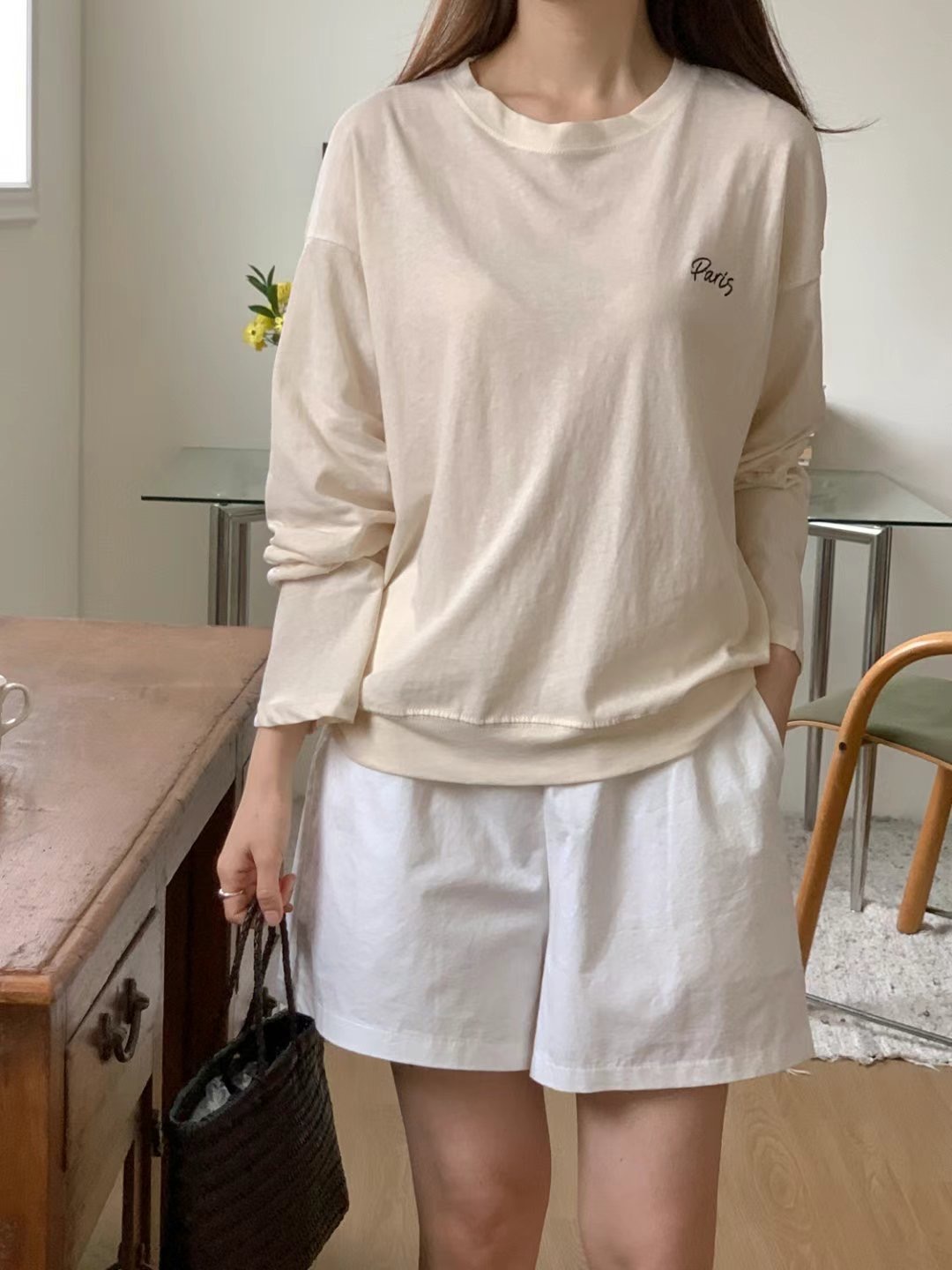 SUNDAY東大門㊣直郵女裝新品職業25春夏人氣時尚長袖T恤刺繡SUNDAY長袖T恤圖色3