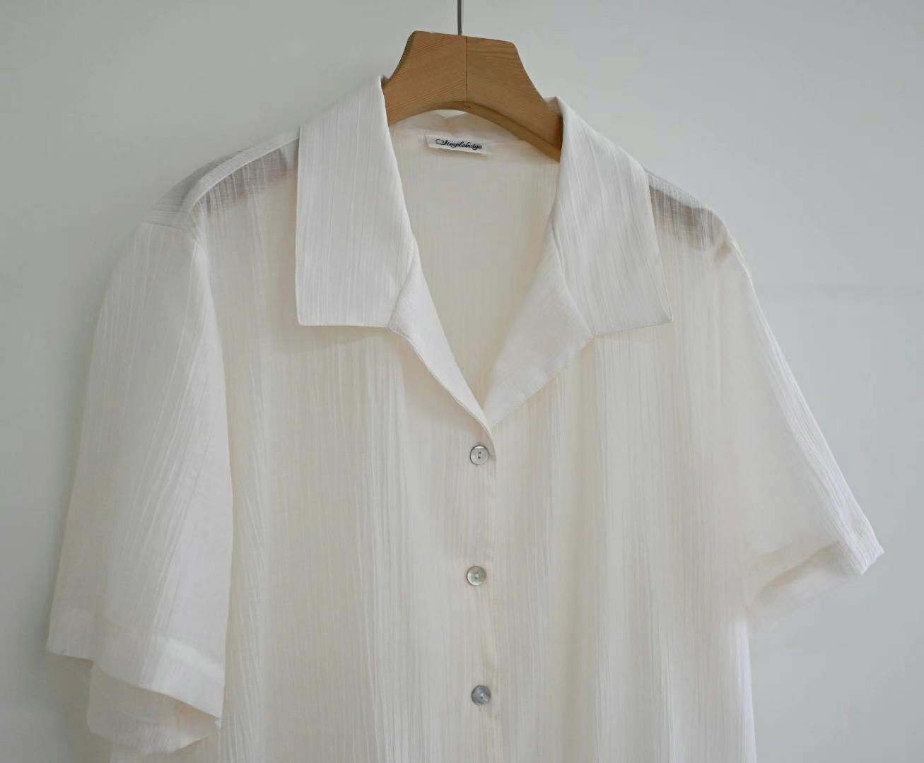 SIMPIEBEIGE韓國代購㊣女士新品25春夏熱賣真品休閑襯衫蕾絲衫SIMPIEBEIGE襯衫/蕾絲衫