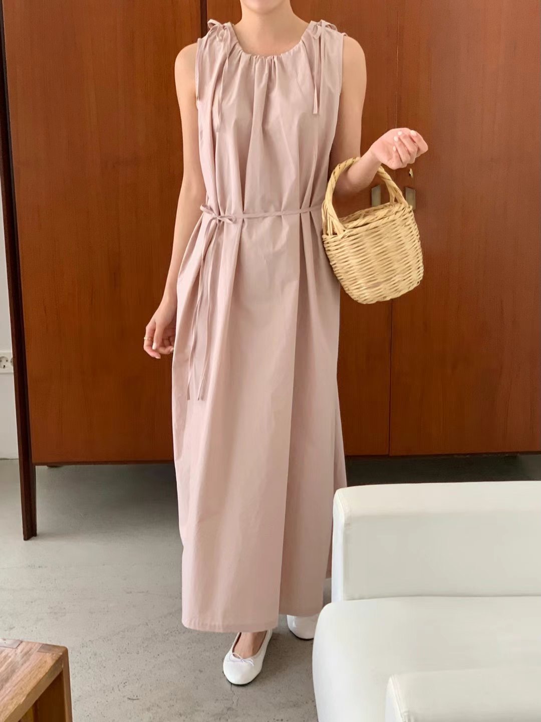 SUNDAY東大門㊣實拍女士新品人氣職業25春夏熱賣連衣裙含腰繩SUNDAY連衣裙圖色2