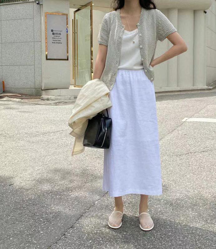 SIMPIEBEIGE東大門㊣實拍女裝新款職業真品休閑推薦長裙亞麻SIMPIEBEIGE長裙