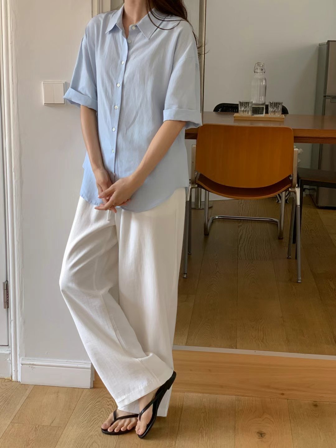 SUNDAY東大門㊣實拍女裝新品真品25春夏推薦襯衫蕾絲衫亞麻SUNDAY襯衫/蕾絲衫