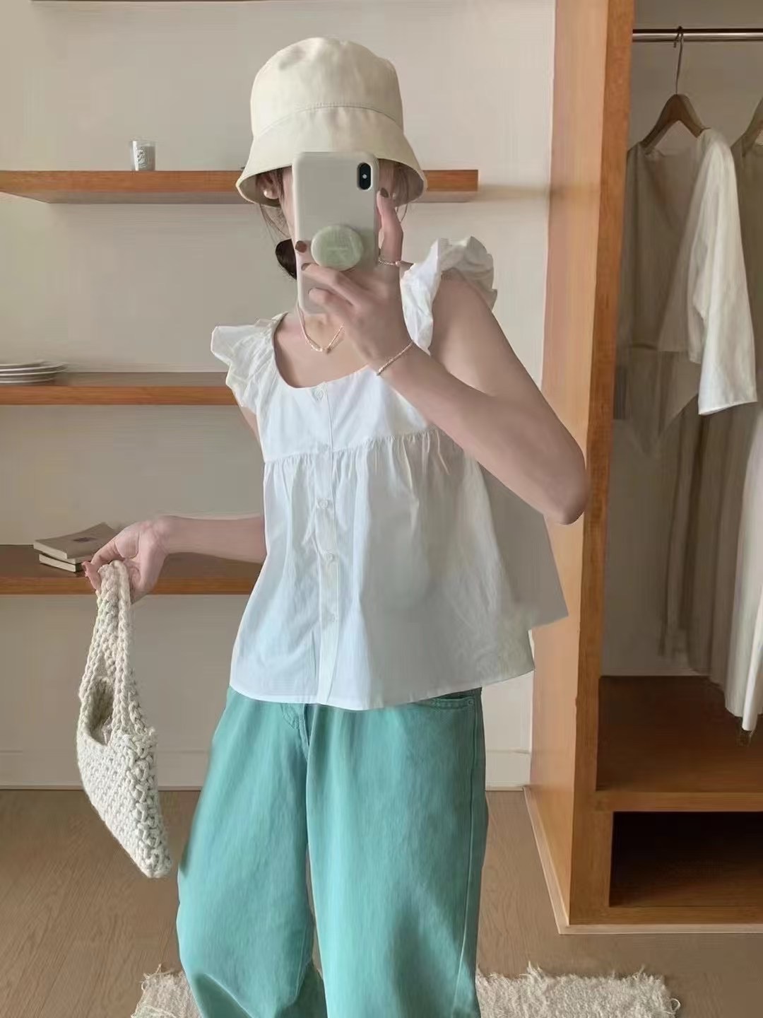 ANGE韓國代購㊣女裝新品時尚真品25春夏熱賣職業襯衫蕾絲衫ANGE襯衫/蕾絲衫圖色2