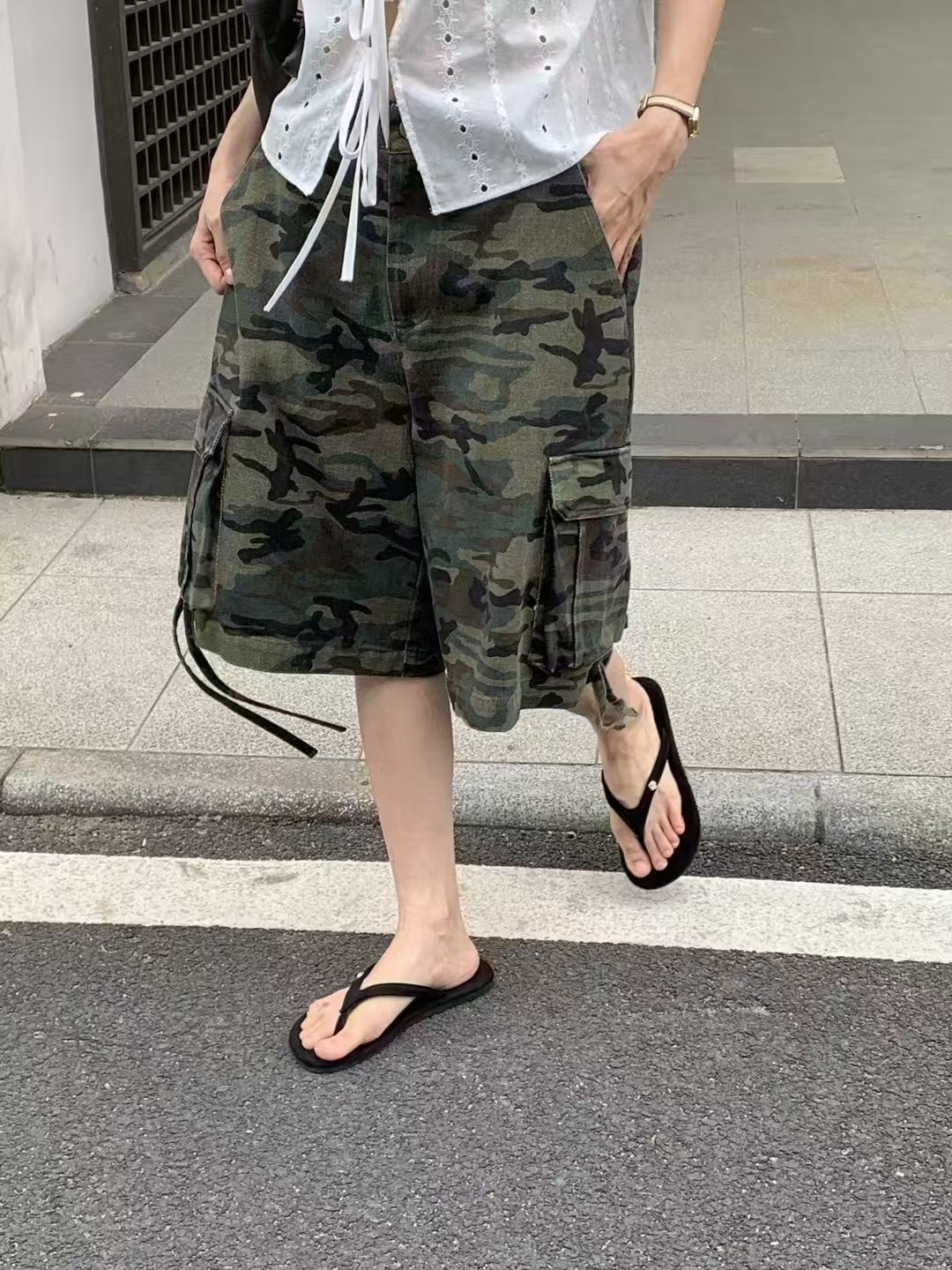 ANGE東大門㊣實拍女裝新品人氣時尚職業熱賣休閑推薦短褲迷彩ANGE短褲
