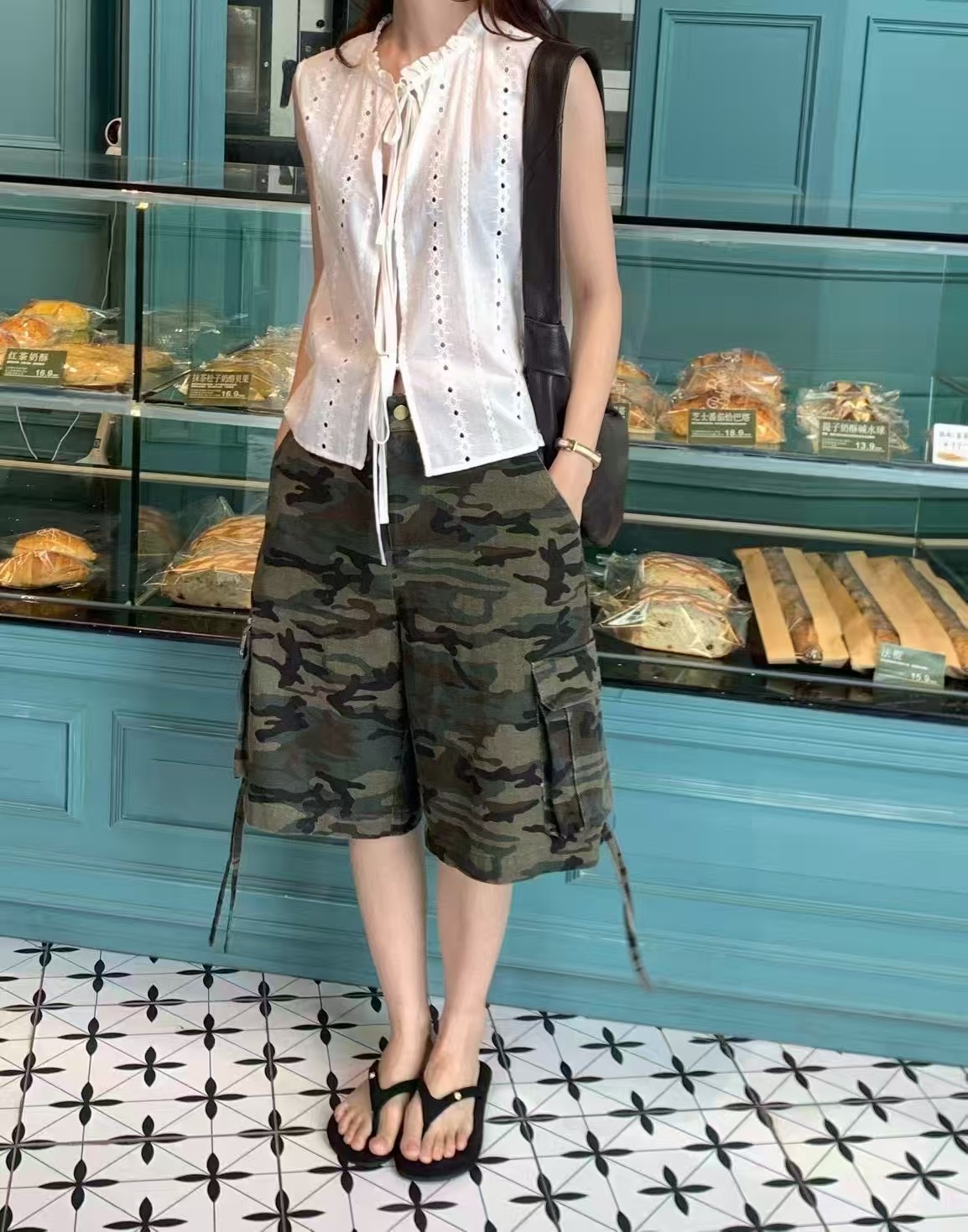 ANGE東大門㊣實拍女裝新品人氣時尚職業熱賣休閑推薦短褲迷彩ANGE短褲