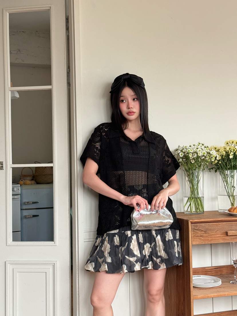MAISONDEGLORY東大門㊣實拍女裝新品休閑25春夏職業針織衫蕾絲MAISON DE GLORY針織衫圖色2