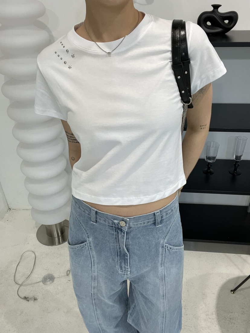 GLITTER韓國代購㊣女裝新款熱賣25春夏職業人氣休閑時尚T恤GLITTERT恤