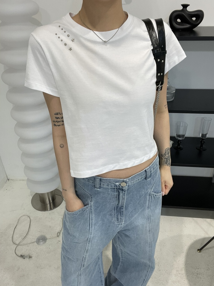 GLITTER韓國代購㊣女裝新款熱賣25春夏職業人氣休閑時尚T恤GLITTERT恤