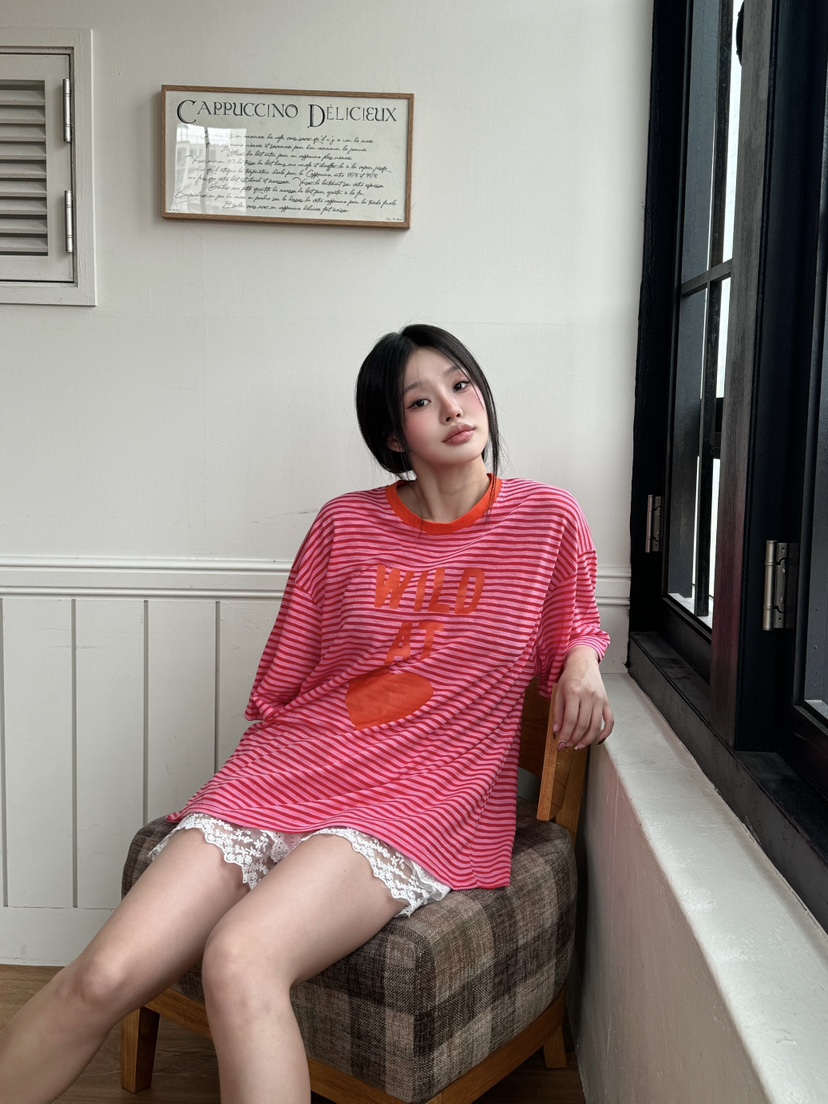 MAISONDEGLORY東大門㊣直郵女士新款時尚休閑25春夏T恤條紋MAISON DE GLORYT恤