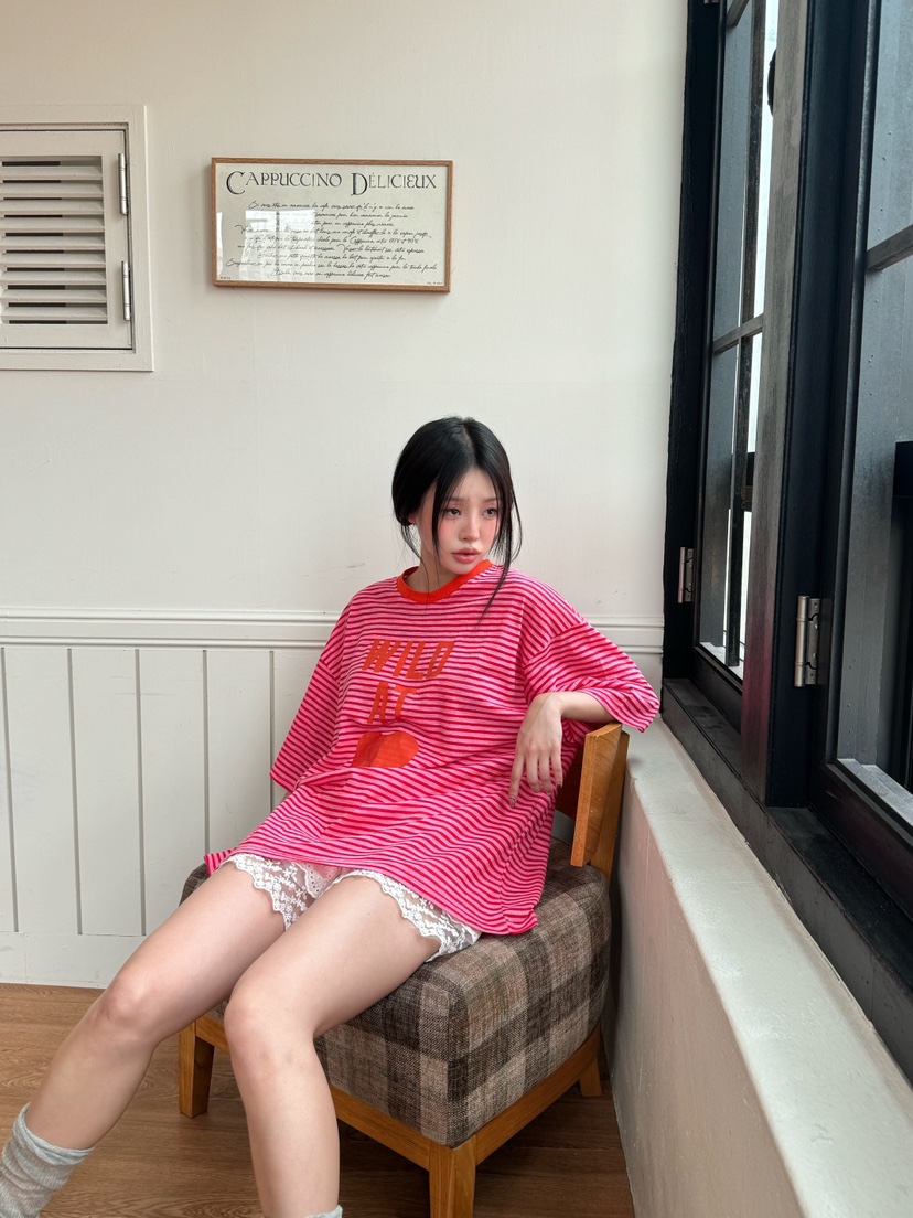 MAISONDEGLORY東大門㊣直郵女士新款時尚休閑25春夏T恤條紋MAISON DE GLORYT恤