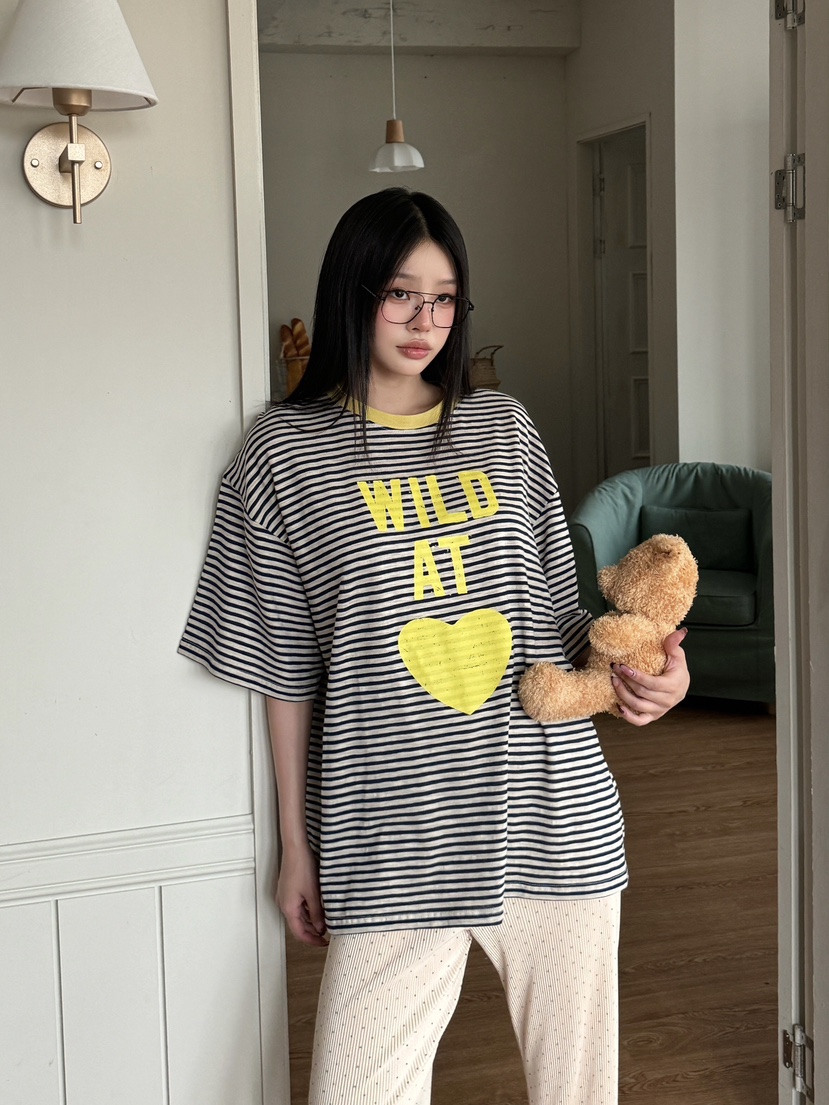 MAISONDEGLORY東大門㊣直郵女士新款時尚休閑25春夏T恤條紋MAISON DE GLORYT恤