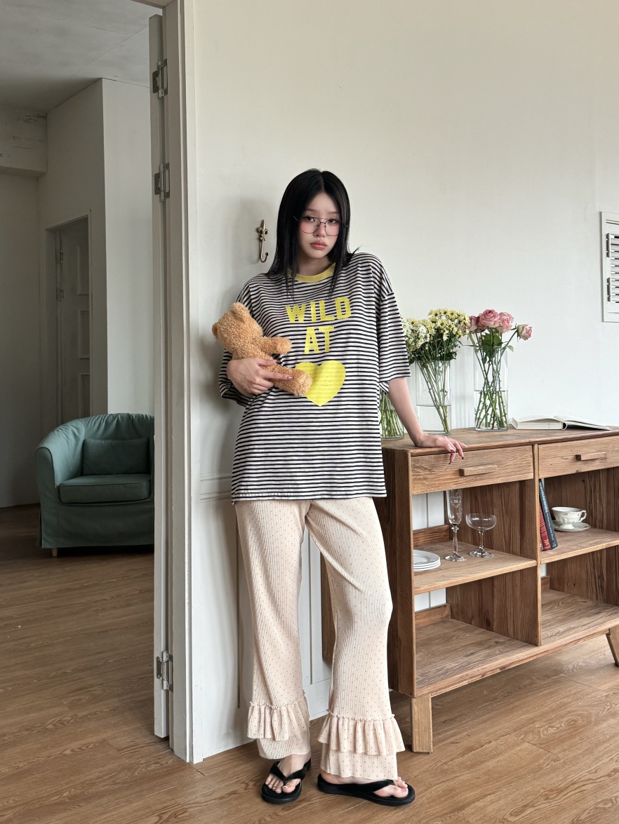 MAISONDEGLORY東大門㊣直郵女士新款時尚休閑25春夏T恤條紋MAISON DE GLORYT恤
