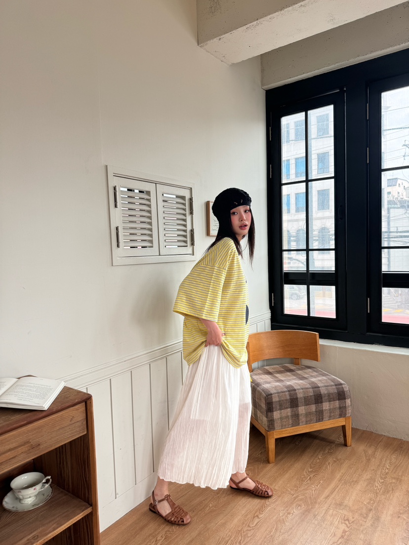 MAISONDEGLORY東大門㊣直郵女士新款時尚休閑25春夏T恤條紋MAISON DE GLORYT恤